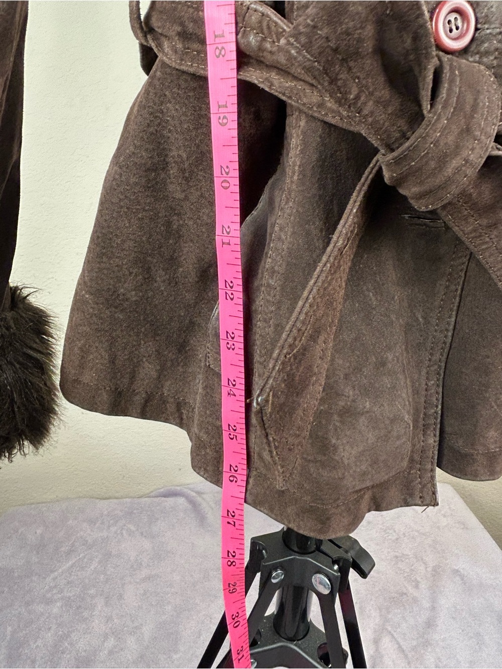 BeyondSport Brown Faux Fur Trim Belted Jacket Women’s L Y2K - Picture 7 of 16